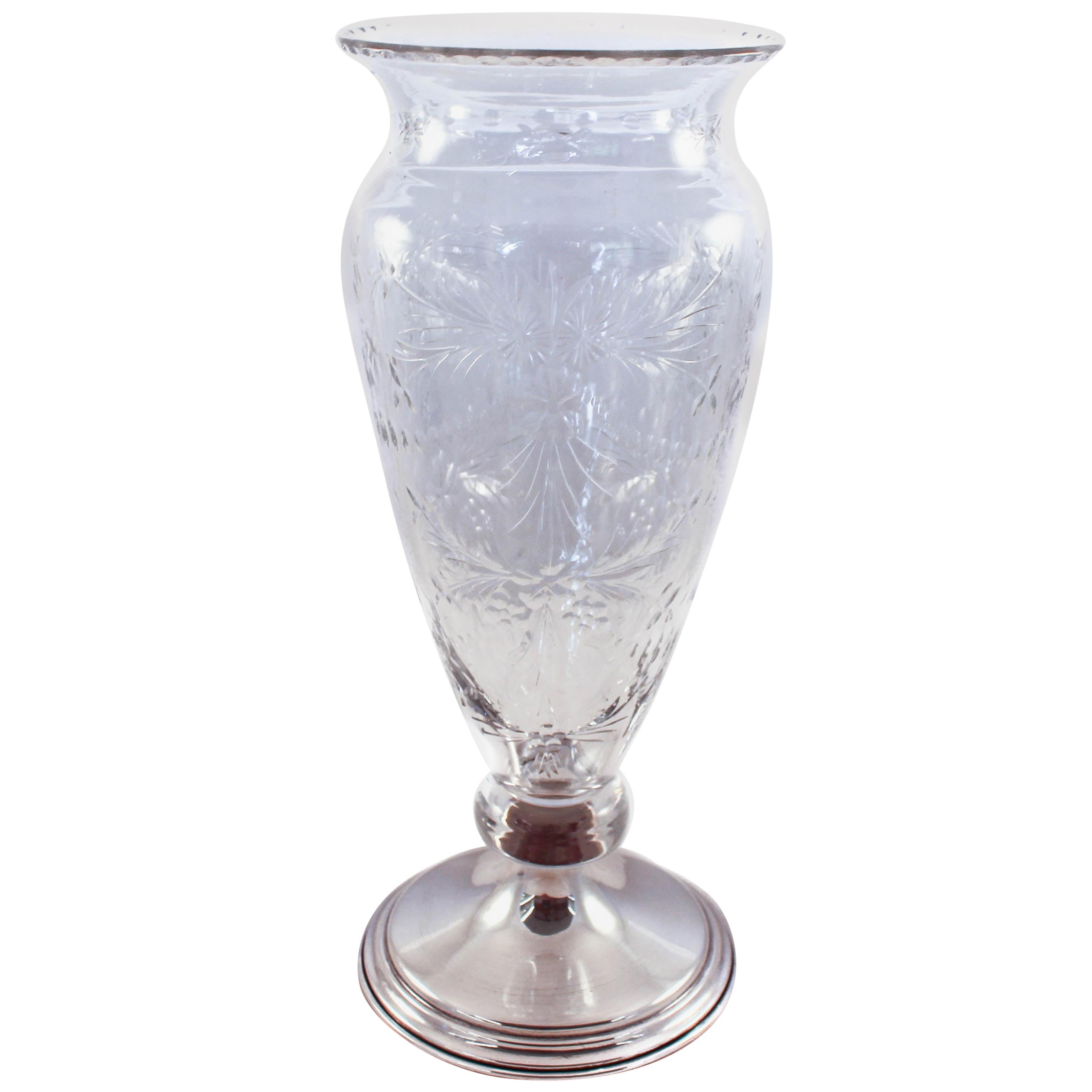 Hawkes Vase aus Kristall und Sterlingsilber im Angebot