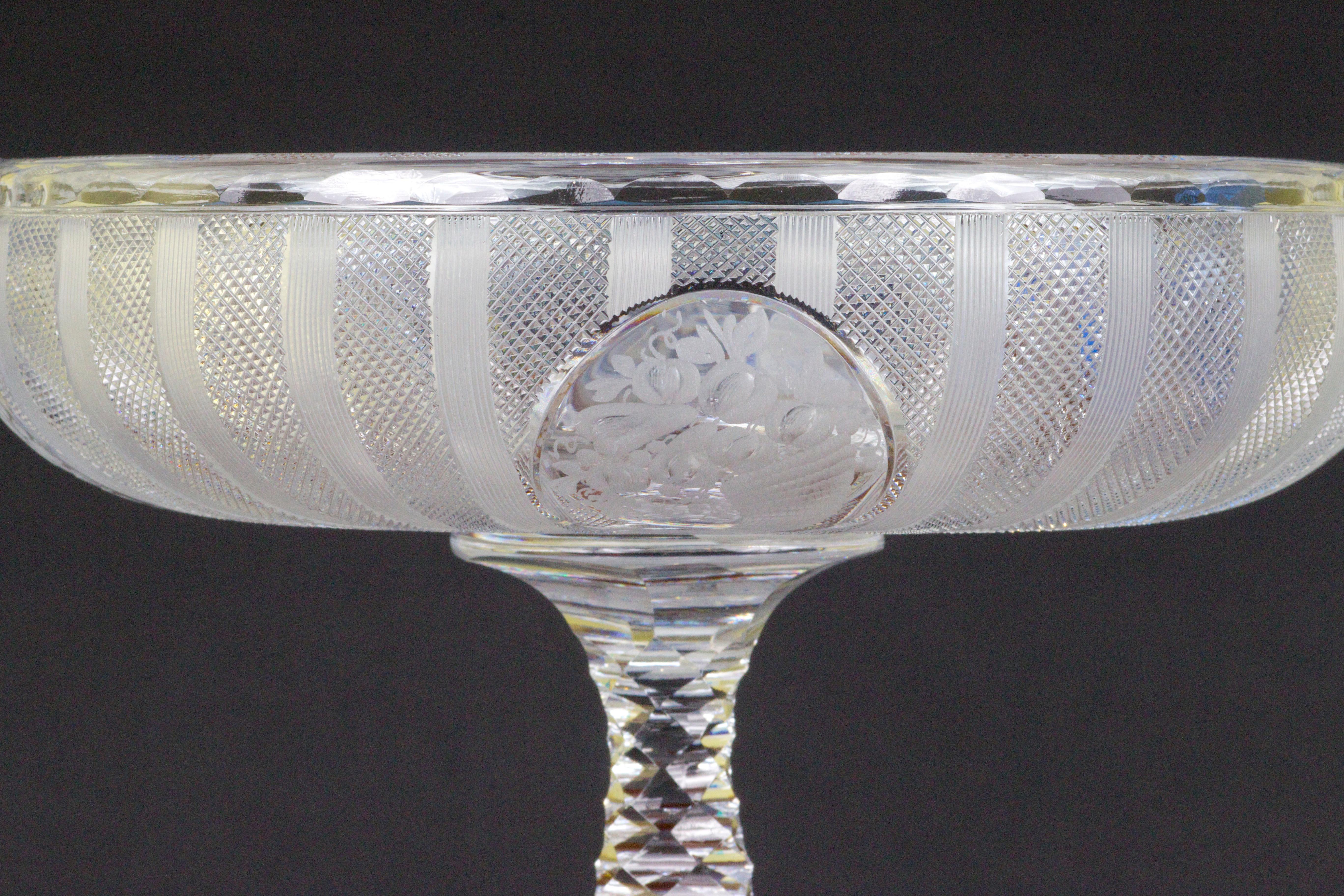 Etched Hawkes Engraved Compote For Sale