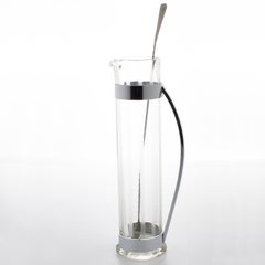 Hawkes Glass and Chrome Barware Skyscraper Cocktail Martini Pitcher, circa 1940