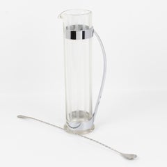 Hawkes Glass and Chrome Barware Skyscraper Cocktail Martini Pitcher, circa 1940