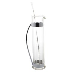 Hawkes Glass and Chrome Barware Skyscraper Cocktail Martini Pitcher, circa 1940