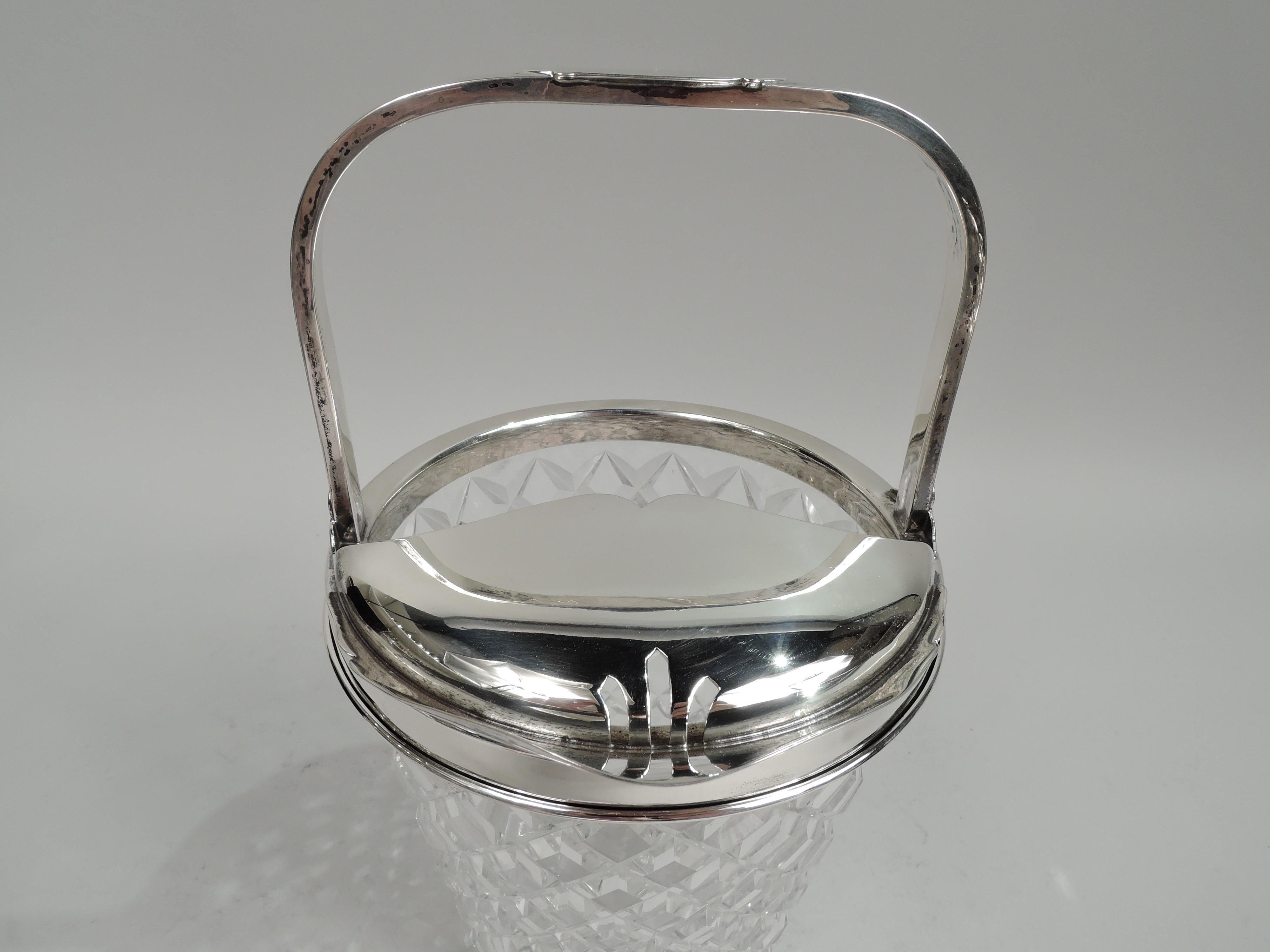 American Hawkes Mid-Century Modern Sterling Silver and Glass Ice Bucket
