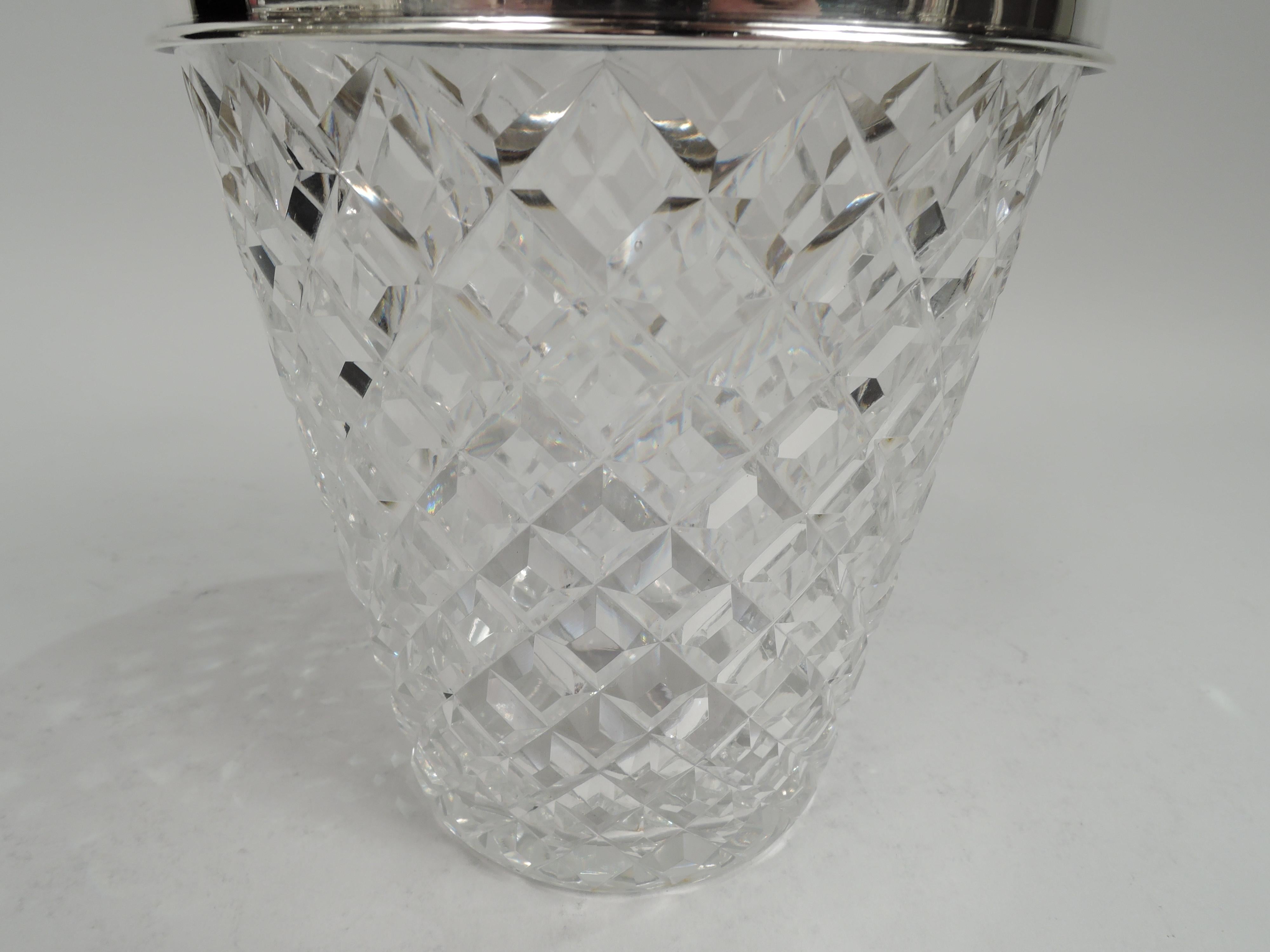 Hawkes Mid-Century Modern Sterling Silver and Glass Ice Bucket In Excellent Condition In New York, NY