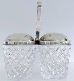 Hawkes Sterling Alternating Hinge & Cut Glass Olive & Twist Server, Circa 1930s