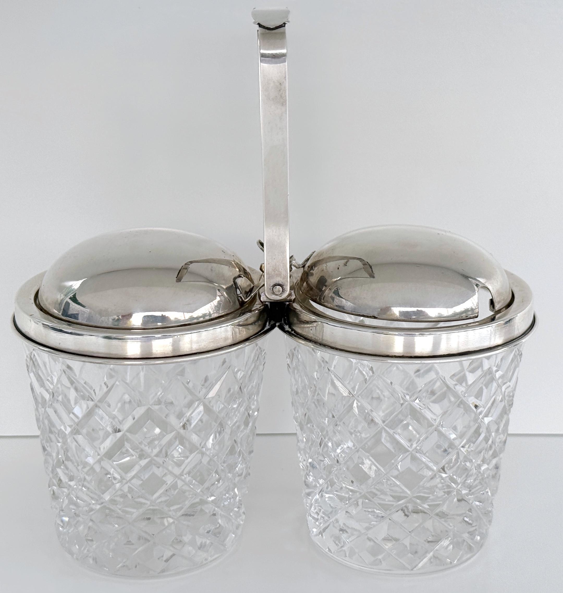 Américain Serveur Hawkes en argent sterling alternant charnière et verre taillé olive et torsionné, vers 1930 en vente