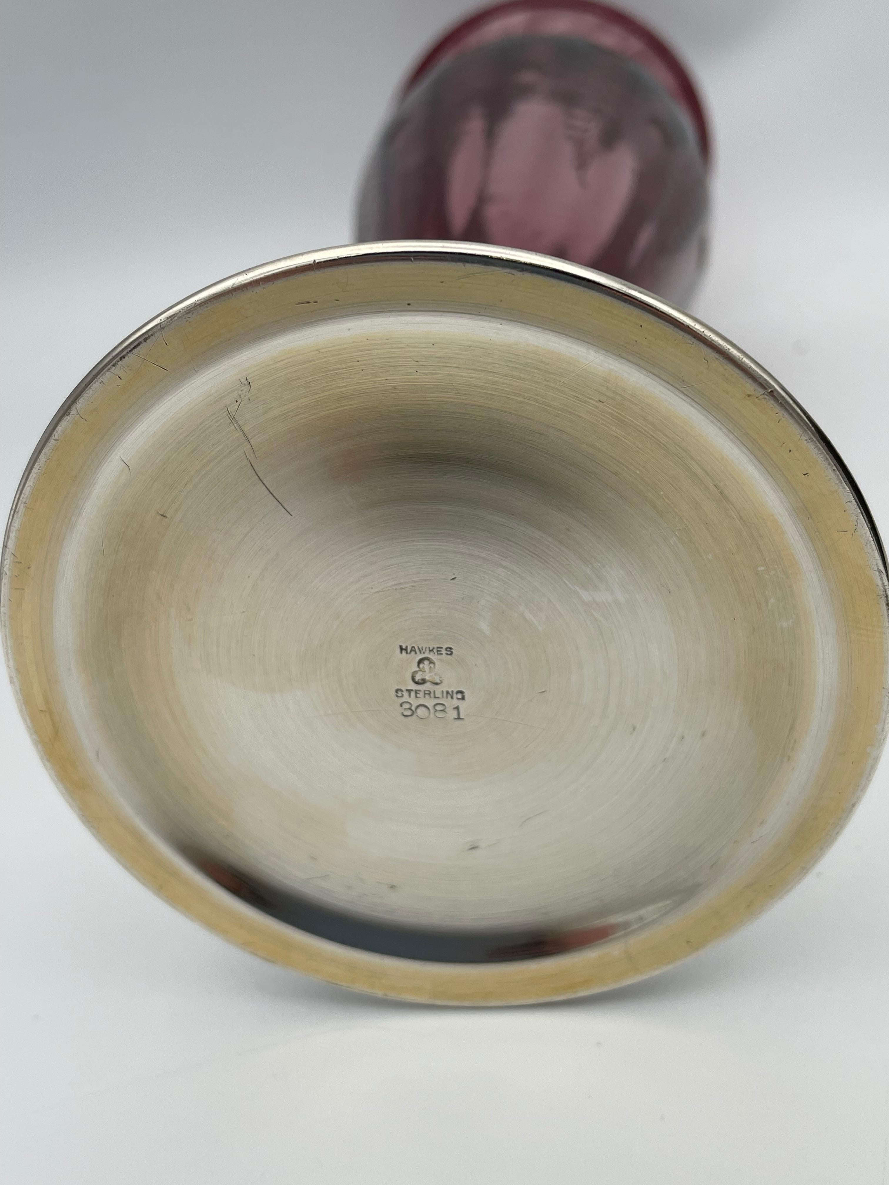 Edwardian Hawkes Vase Engraved Crystal Sterling Base