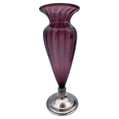 Hawkes-Vase mit graviertem Kristall-Sterling-Sockel