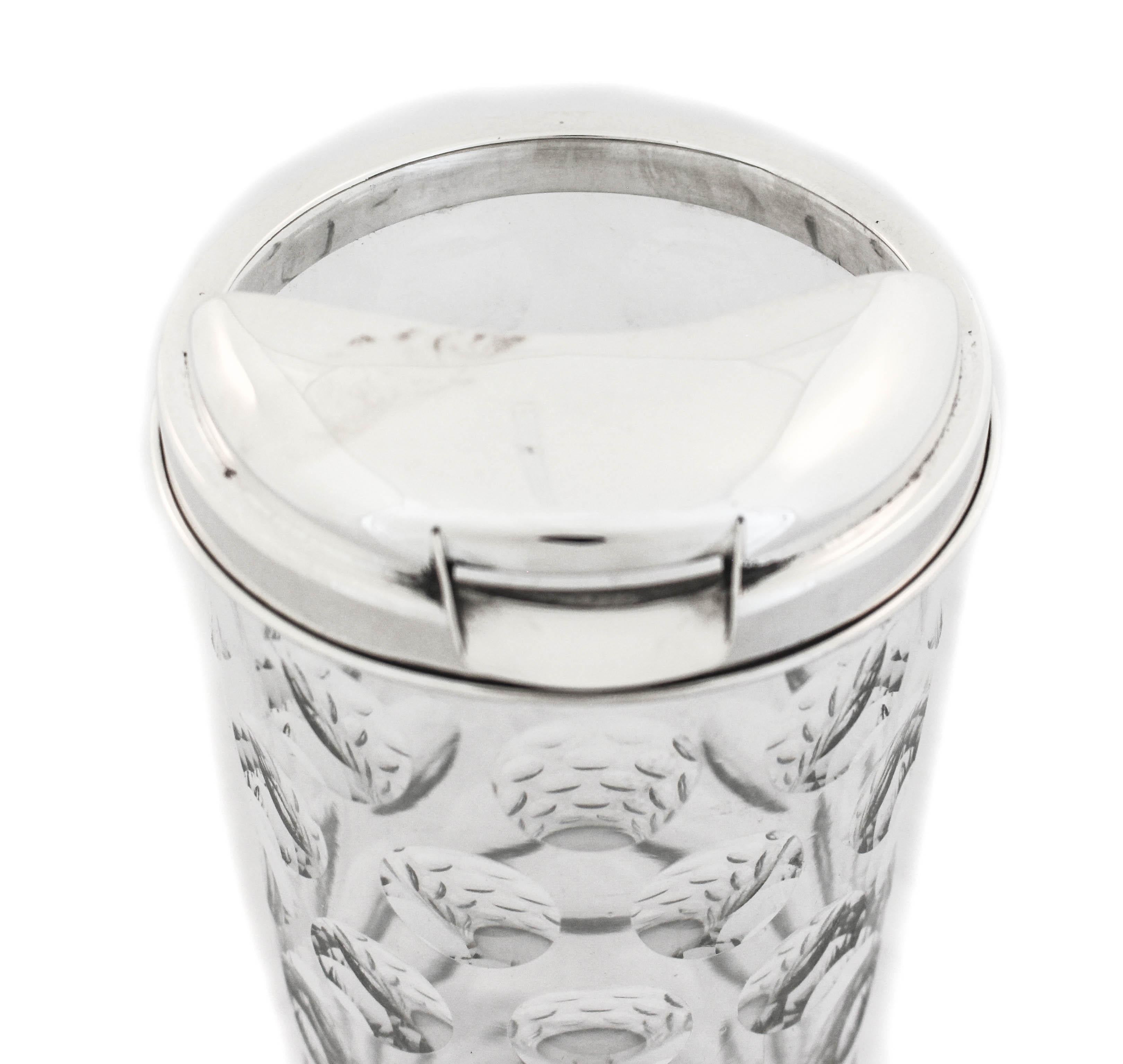 American Hawkes Sterling & Crystal Cocktail Shaker