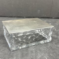 Caja rectangular Hawkes de plata de ley y cristal, años 50