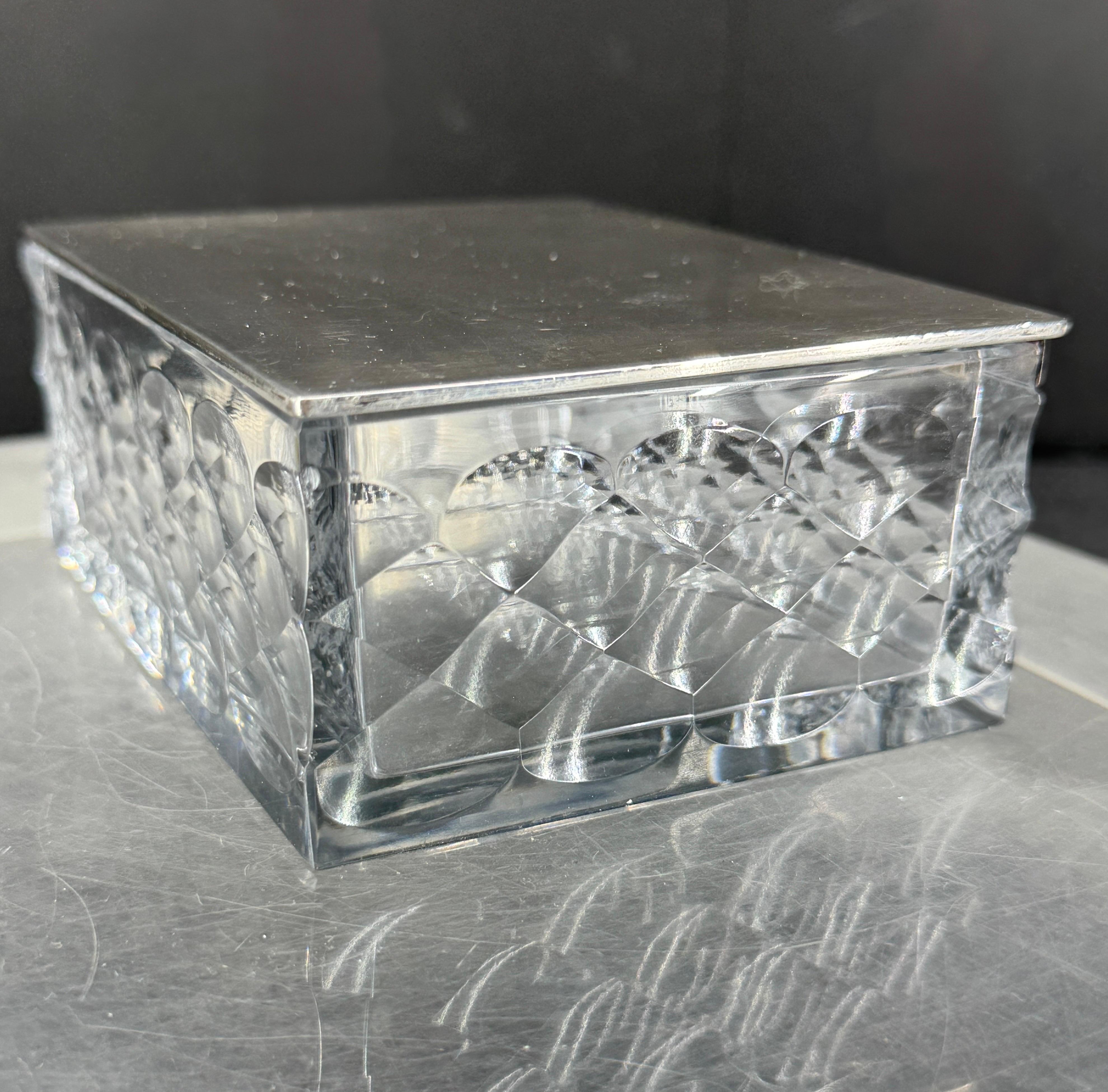 XX secolo Scatola rettangolare Hawkes in argento e cristallo, anni '50 in vendita