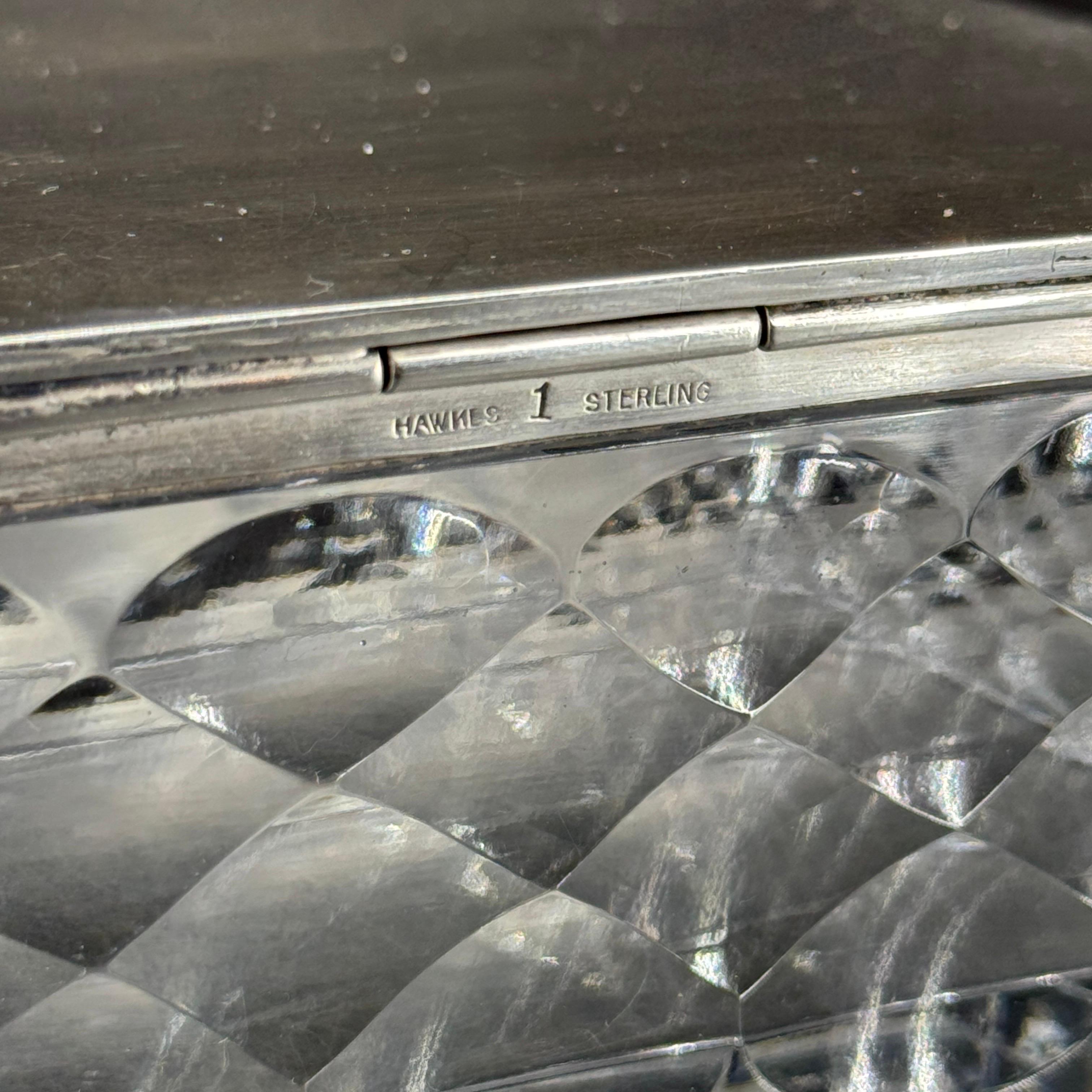 Scatola rettangolare Hawkes in argento e cristallo, anni '50 in vendita 1
