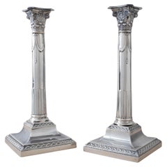 Hawksworth, Eyre & Co Ltd Bougeoirs géorgiens en argent sterling, Sheffield 1905