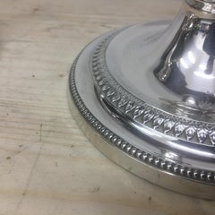Hawksworth, Eyre & Co. Pair of Empire Silver Plated English Candlesticks