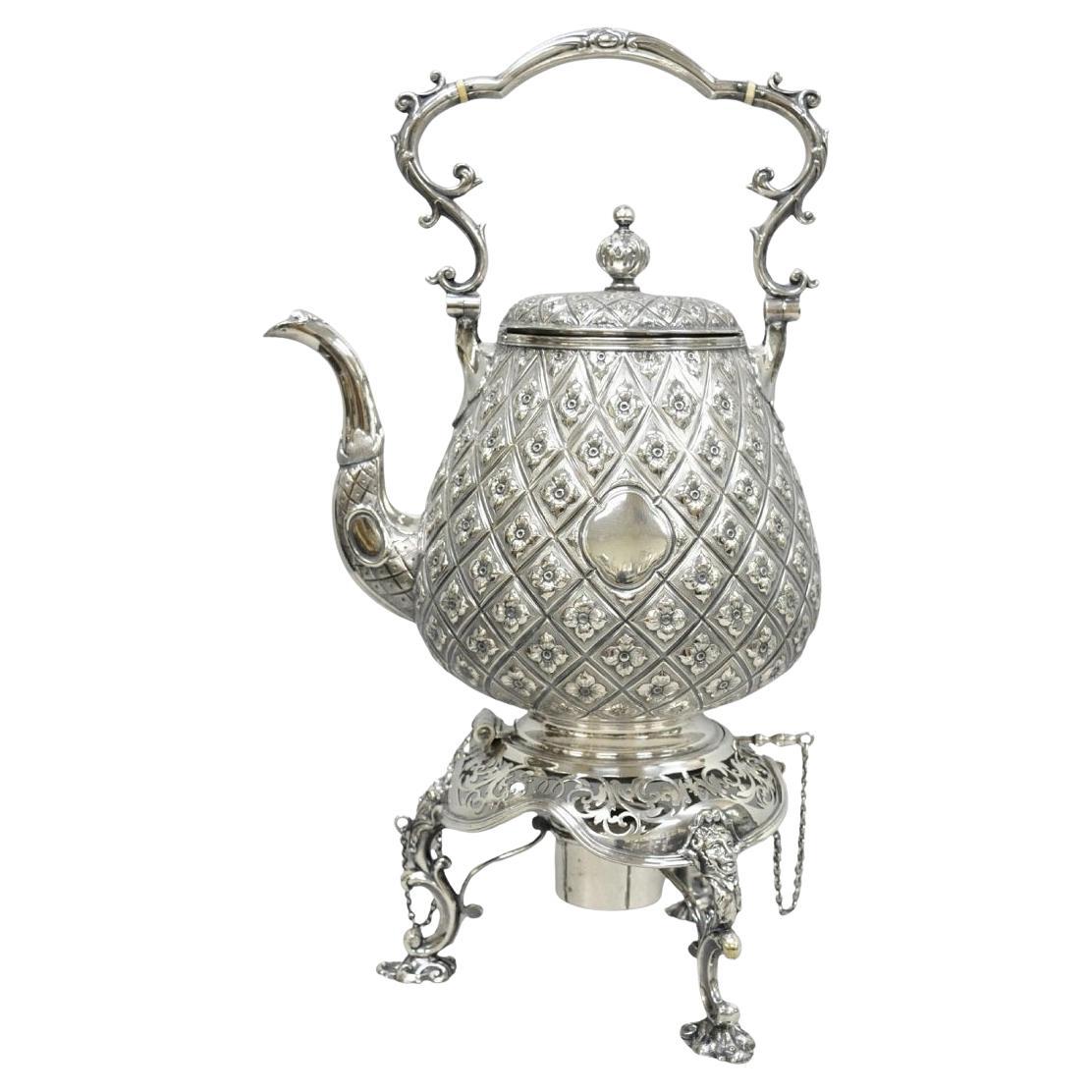 Hawksworth Eyre & Co Victorian Silver Plated "Pineapple" Figural Tipping Tea Pot For Sale