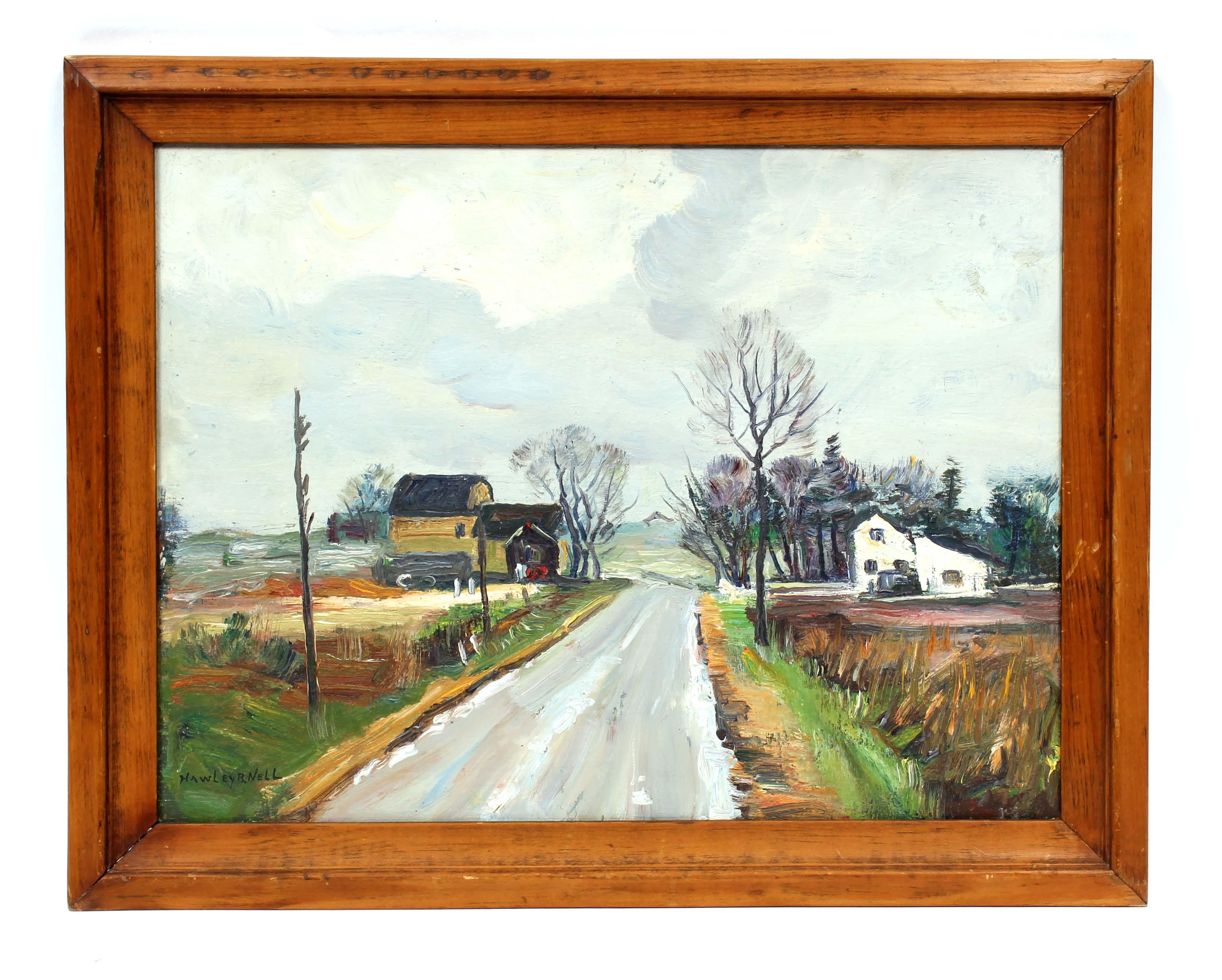 Hawley Nell original American Antique Painting Impressionist Maine Gruppe framed For Sale 1