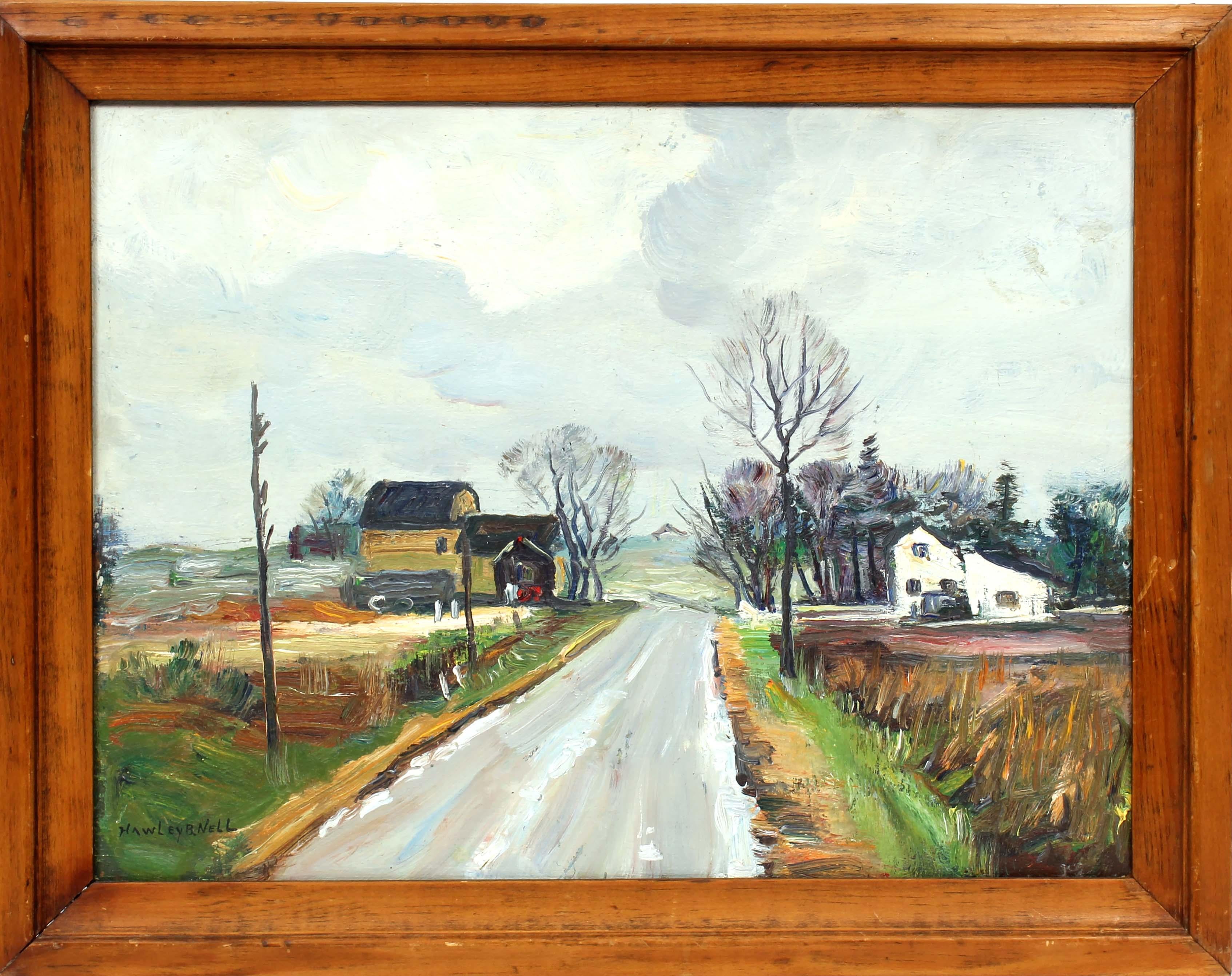 Hawley Nell original American Antique Painting Impressionist Maine Gruppe framed For Sale 2
