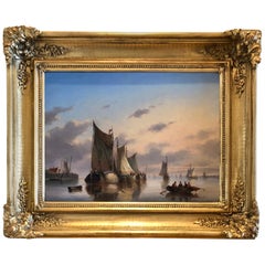 "Hay Barges on Calm Waters" 19th Century Dutch School