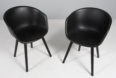 Hay dining chaurs model AAC22, Black stained oak and original black leather