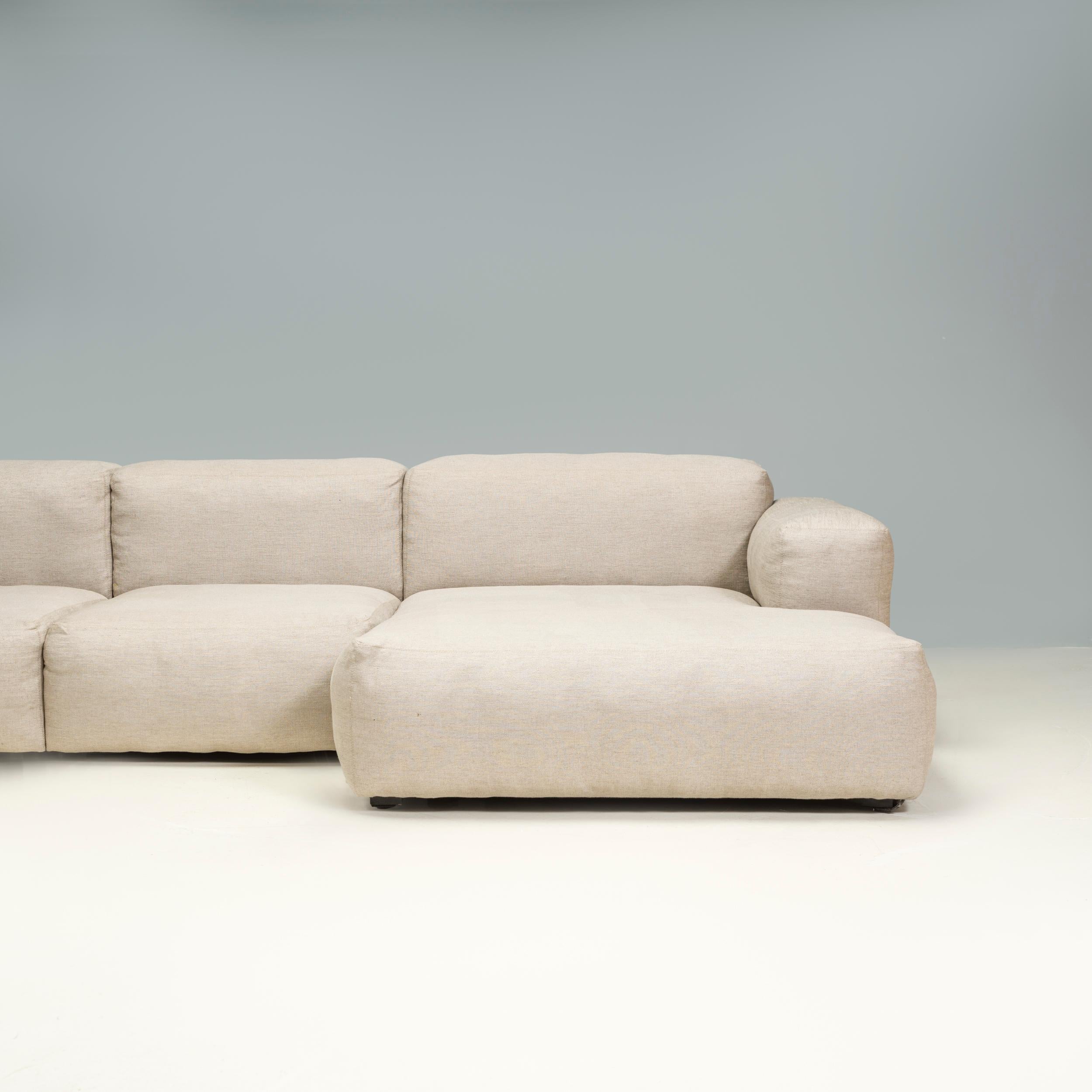 Danish HAY Mags Soft Grey Fabric Modular 4 Seater Sofa