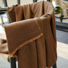 Hay Twill Merino Handloom Soft Throw Blanket In Rich Warm Brown (Couverture en laine de mérinos tissée à la main)