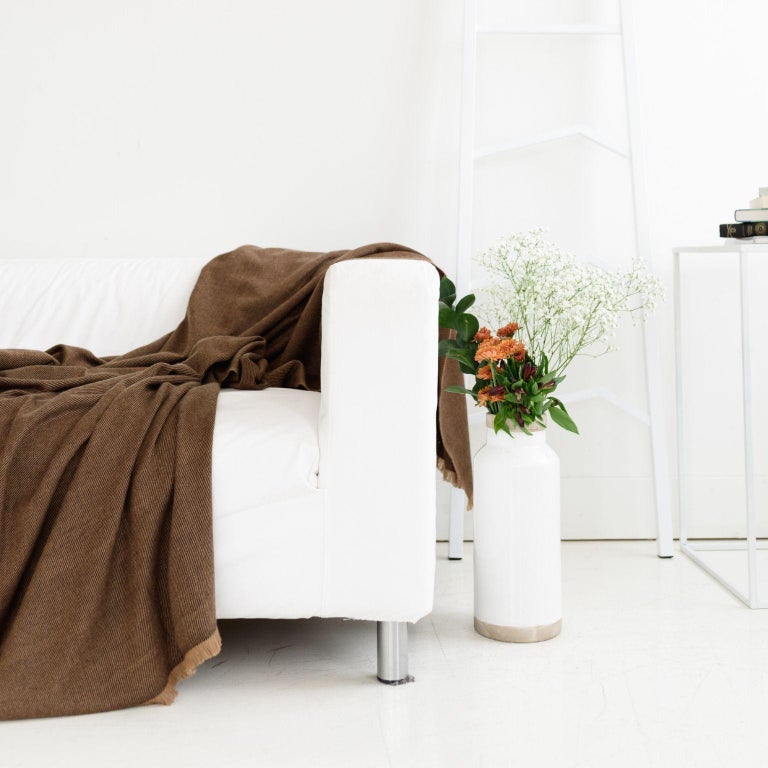 Hay, Warm Brown Shade King Size Bedspread / Coverlet Handwoven in Soft