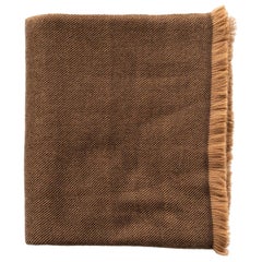 Hay, couvre-lit/couverture de taille King Size en mérinos souple tissé à la main de couleur marron chaud