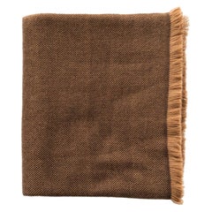 Hay, Warm Brown Shade Queen Size Bedspread / Coverlet Handwoven in Soft Merino