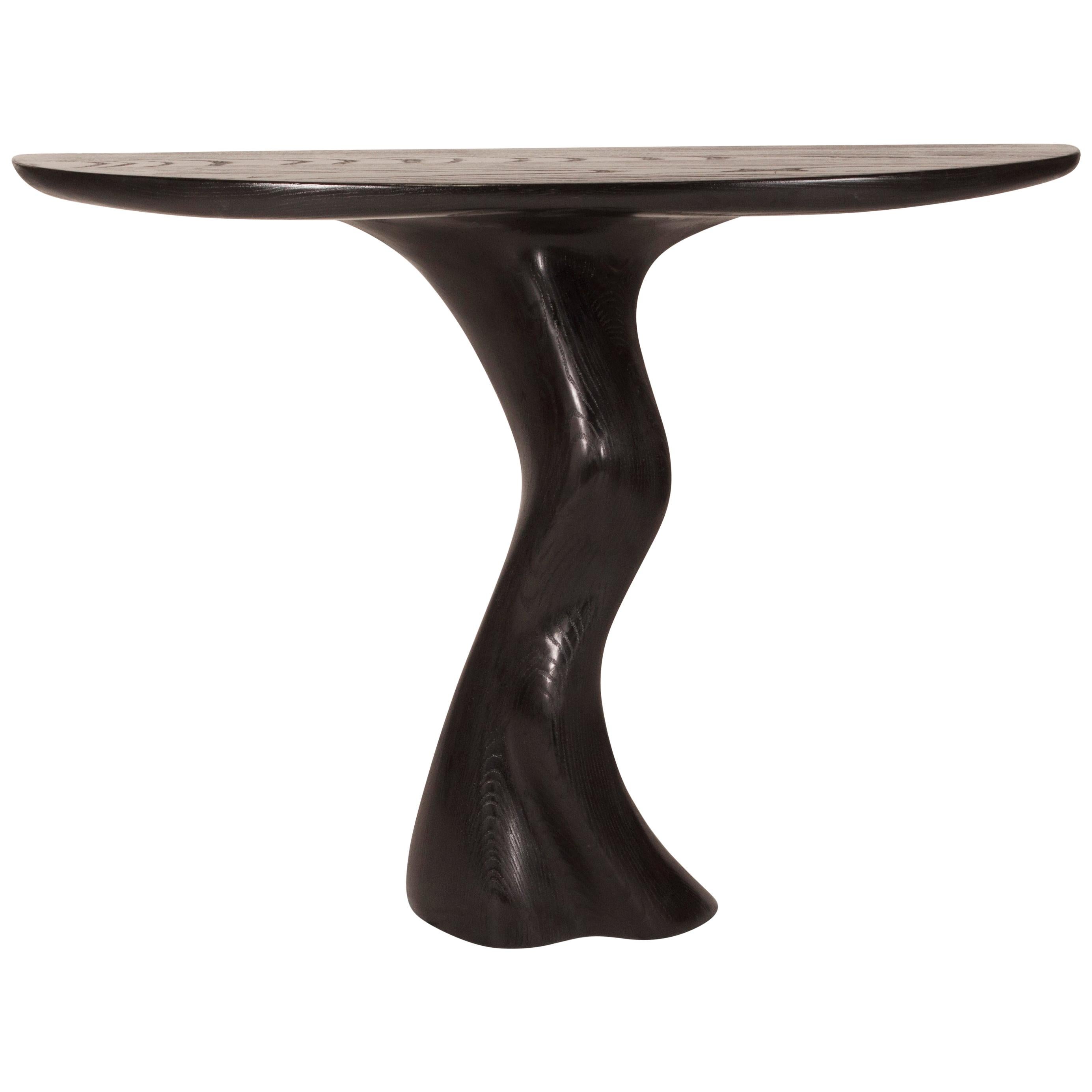 Haya Console Table, Solid Wood, Ebony Stained, Wall Mounted