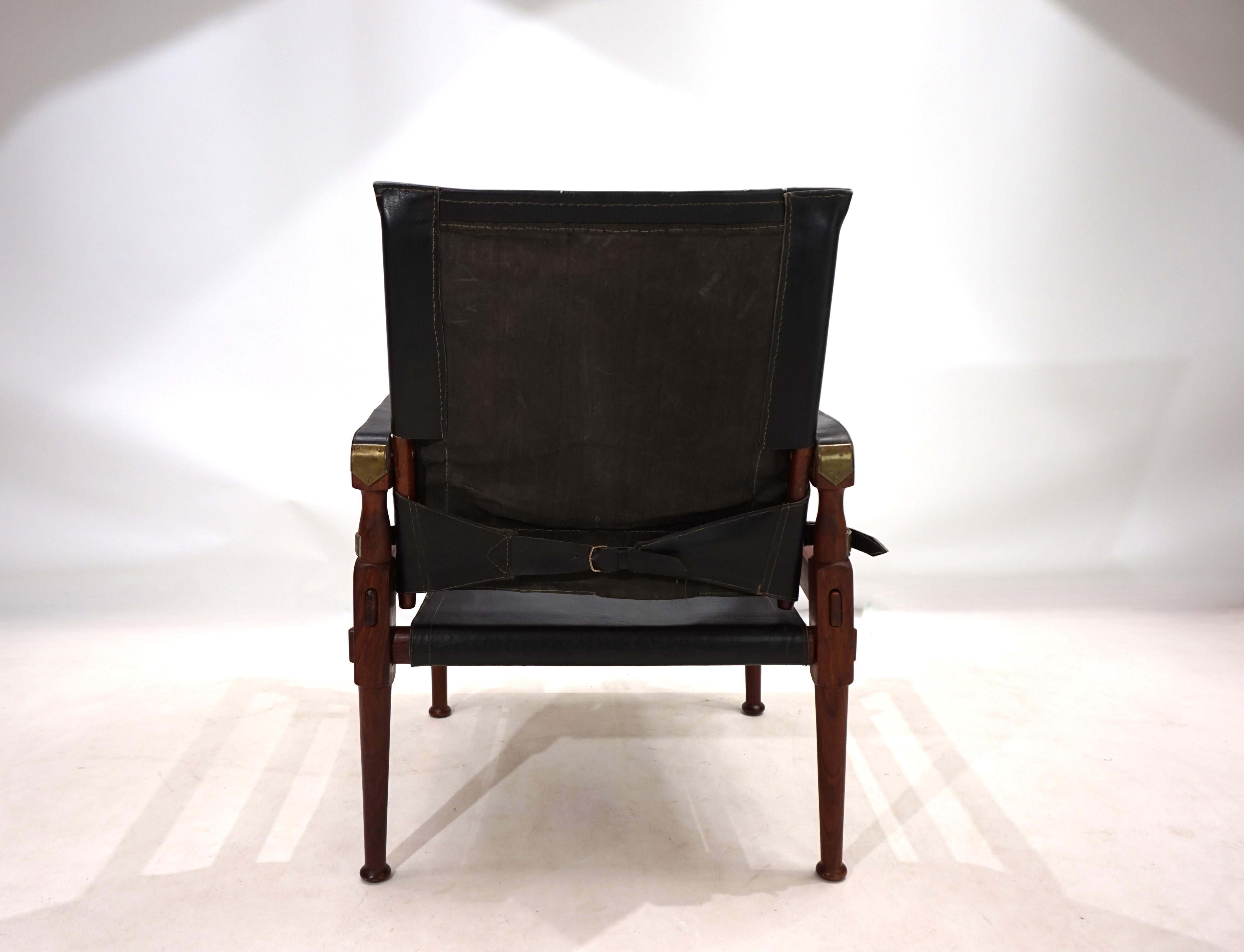 Leather Hayat Roorkee Campaign Safari Chair, 1960 For Sale