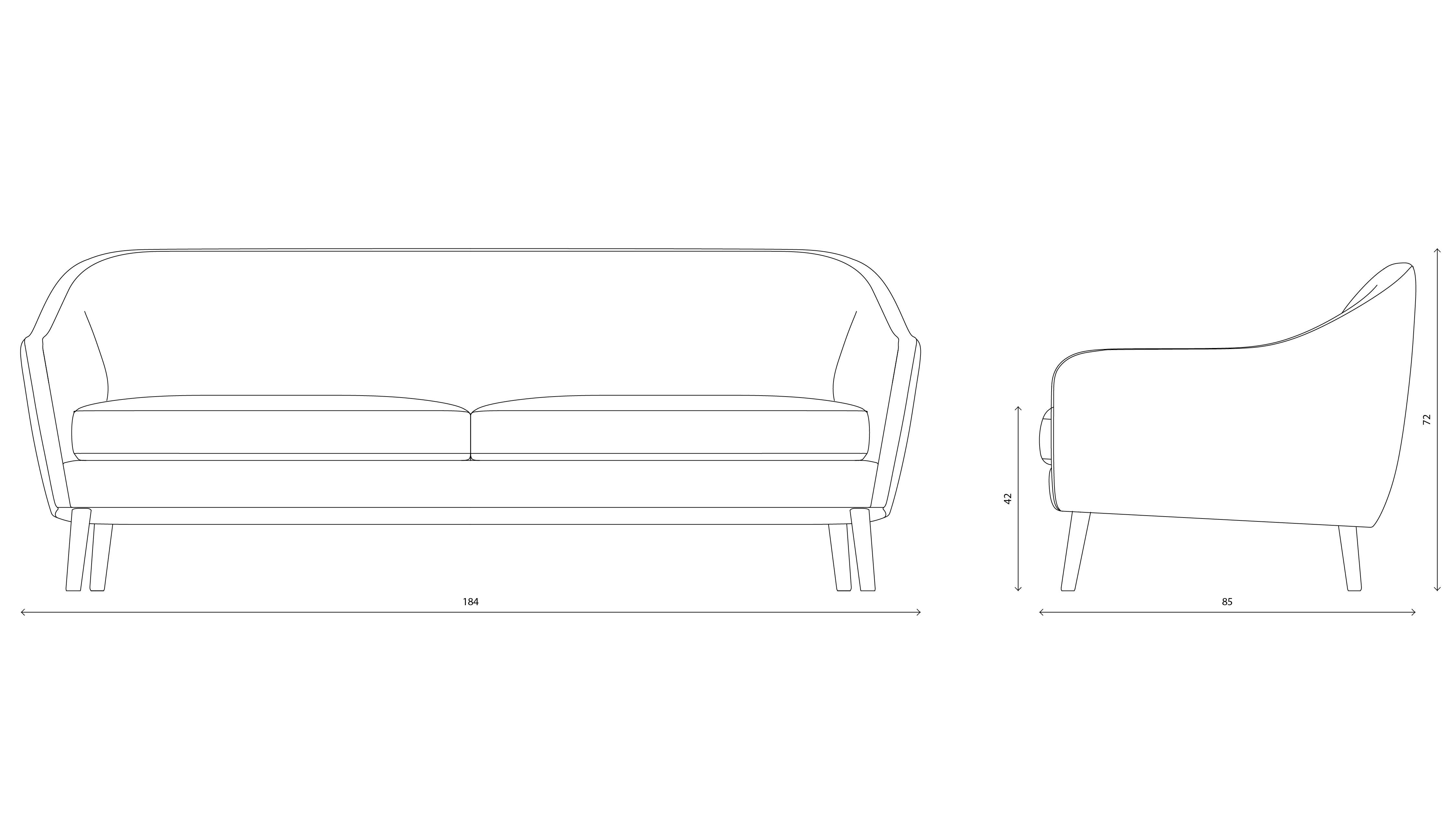 Contemporary Hayche Curva 2.5 Seater Sofa - Brown, UK, Made to Order For Sale