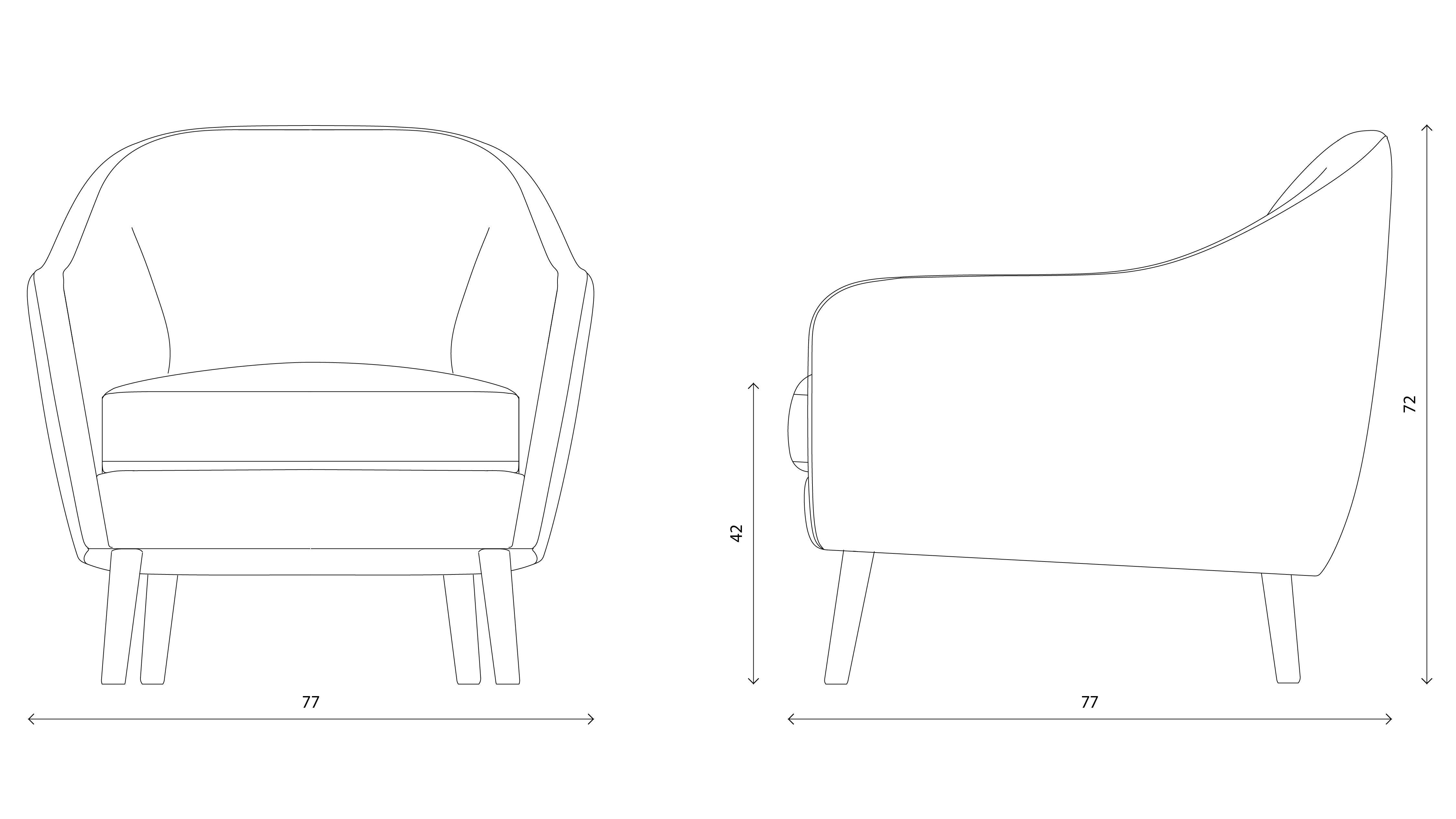 European Hayche Curva Armchair - Brown, UK, Made to Order For Sale