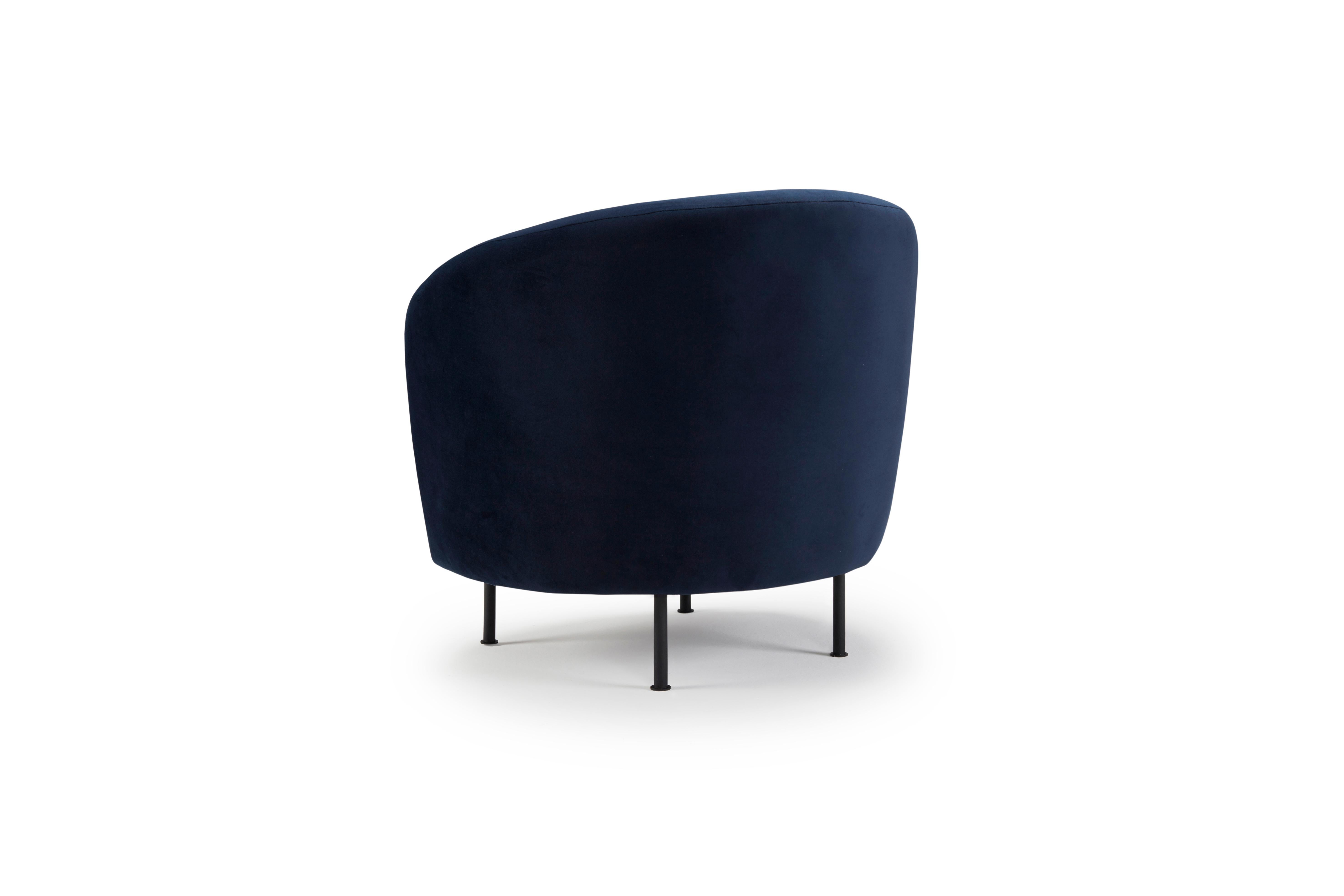 Modern Hayche Glover Armchair - Metal Legs - Blue, UK, Made to Order For Sale