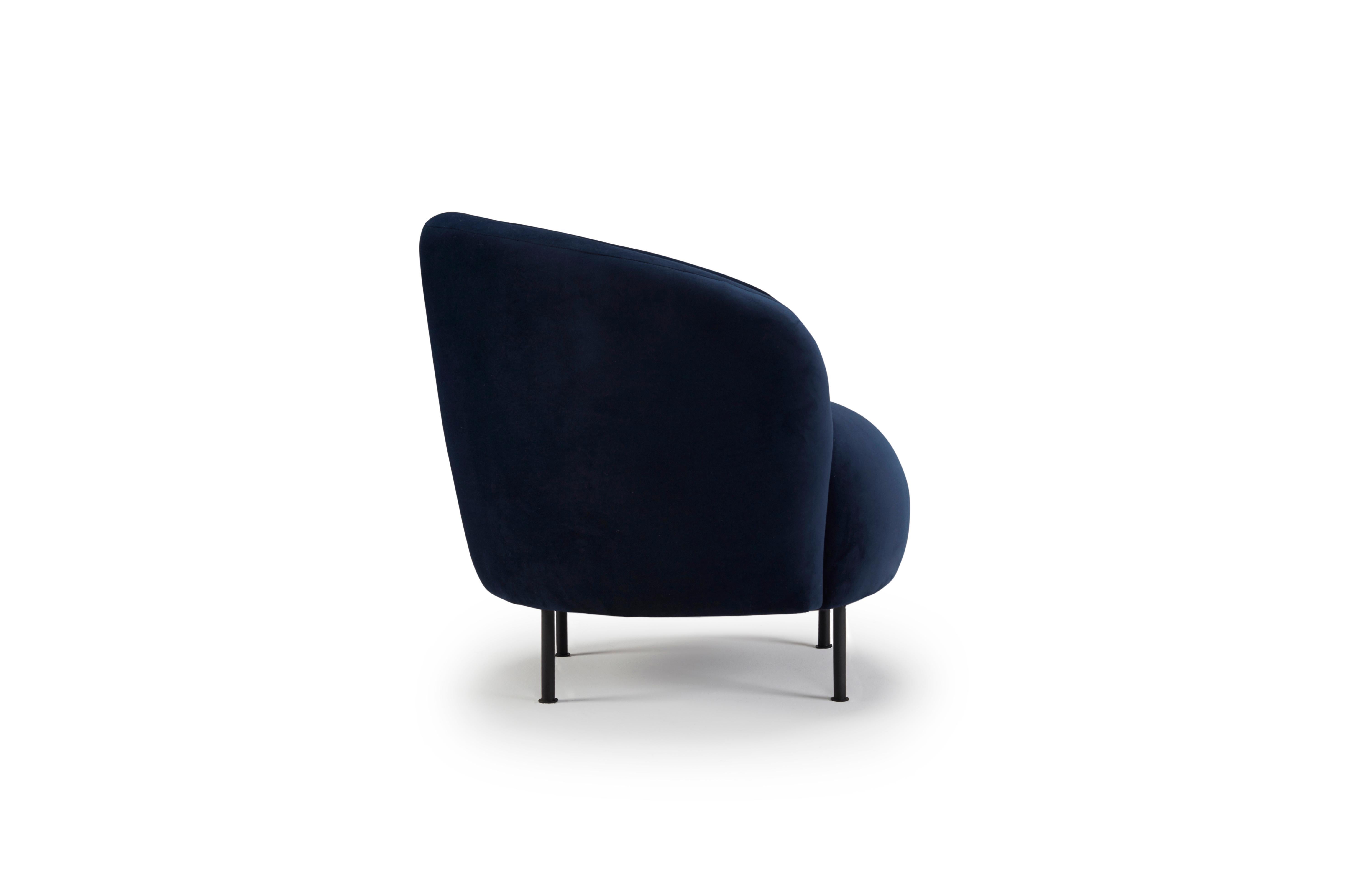 European Hayche Glover Armchair - Metal Legs - Blue, UK, Made to Order For Sale