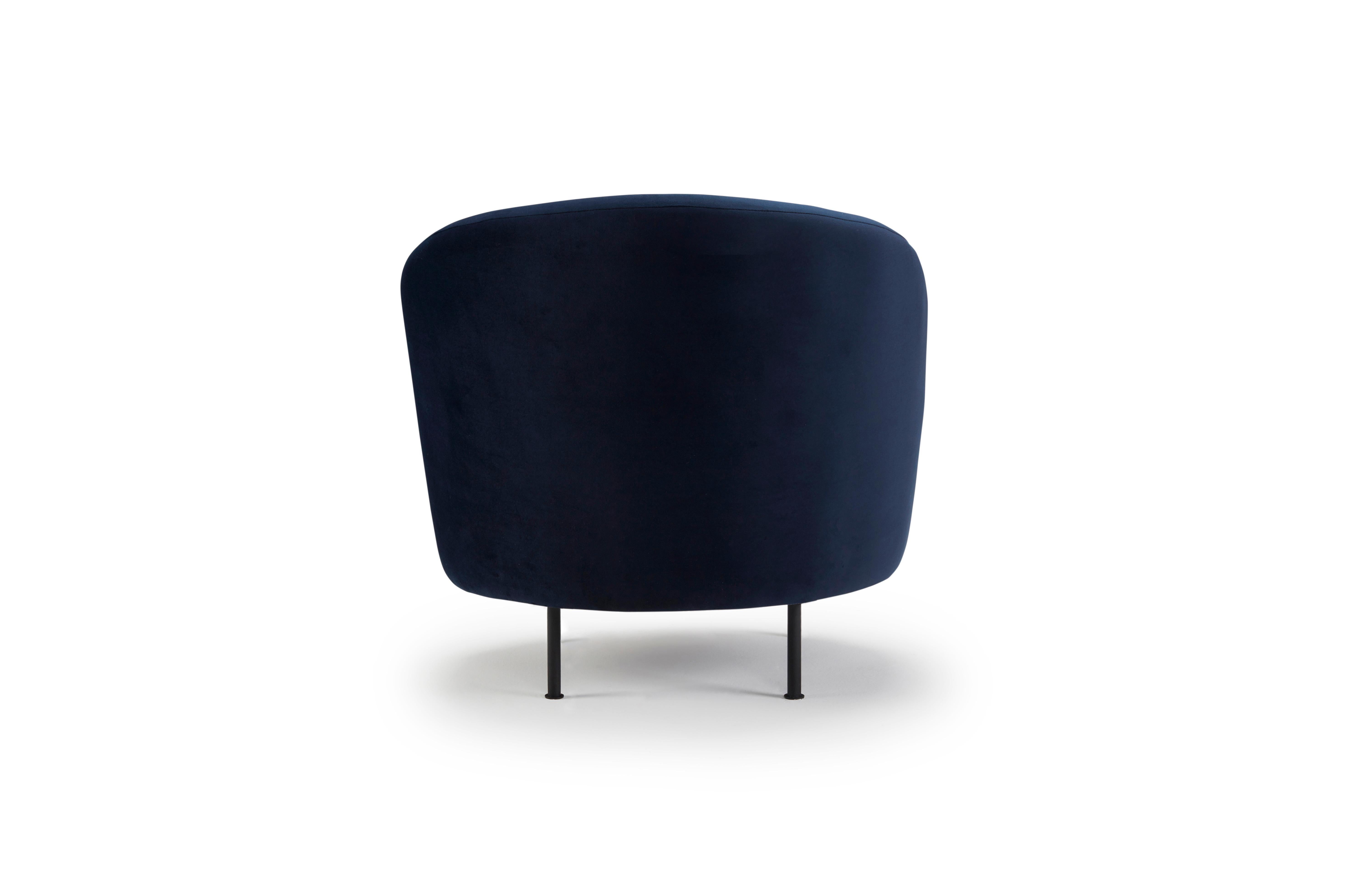 Metalwork Hayche Glover Armchair - Metal Legs - Blue, UK, Made to Order For Sale