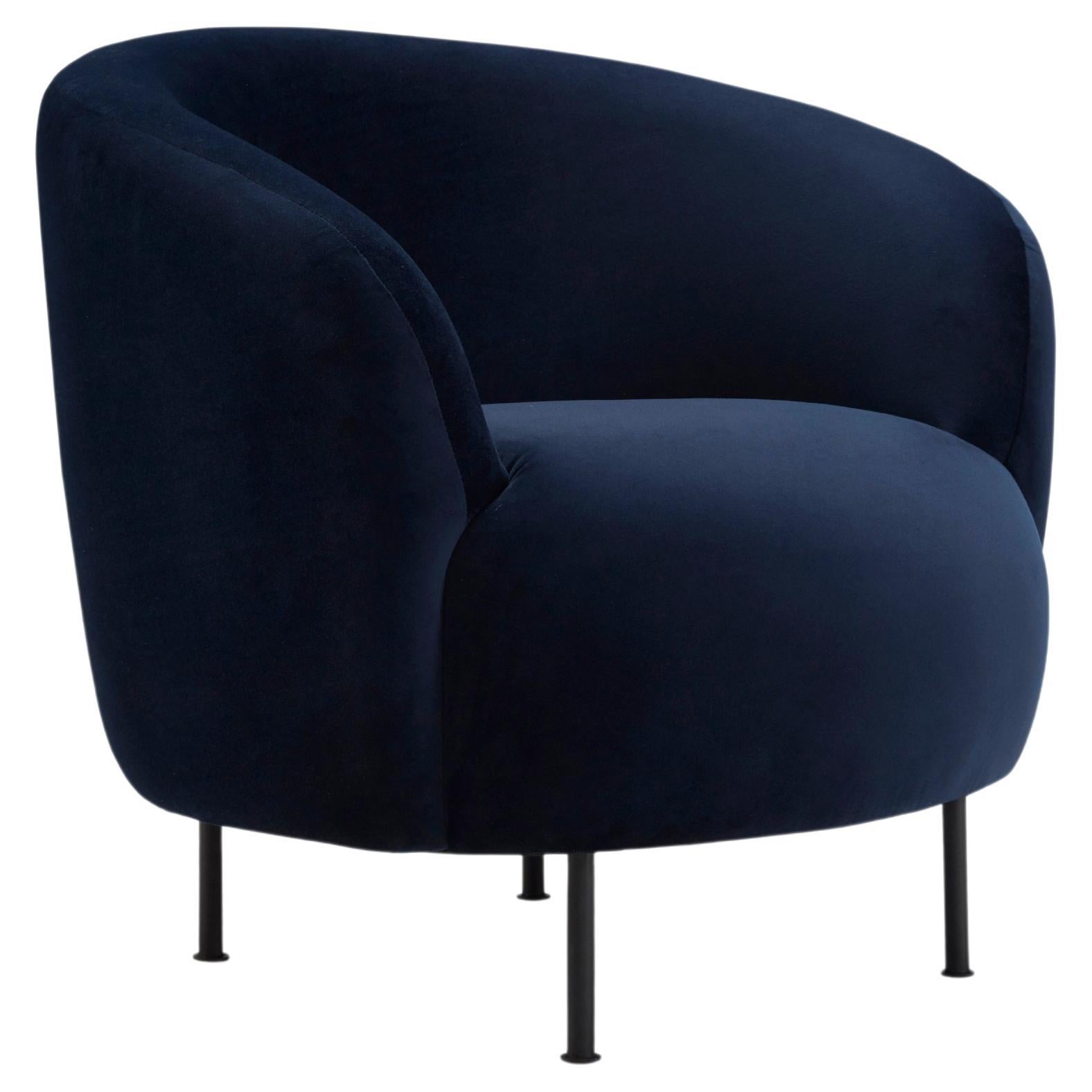 Hayche Glover Armchair - Metal Legs - Blue, UK, Made to Order For Sale