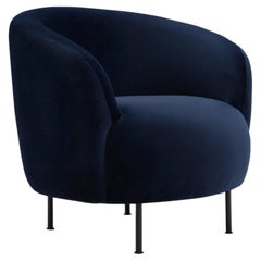 Fauteuil Hayche Glover - Pieds en métal - Bleu, Royaume-Uni, fabriqué sur commande