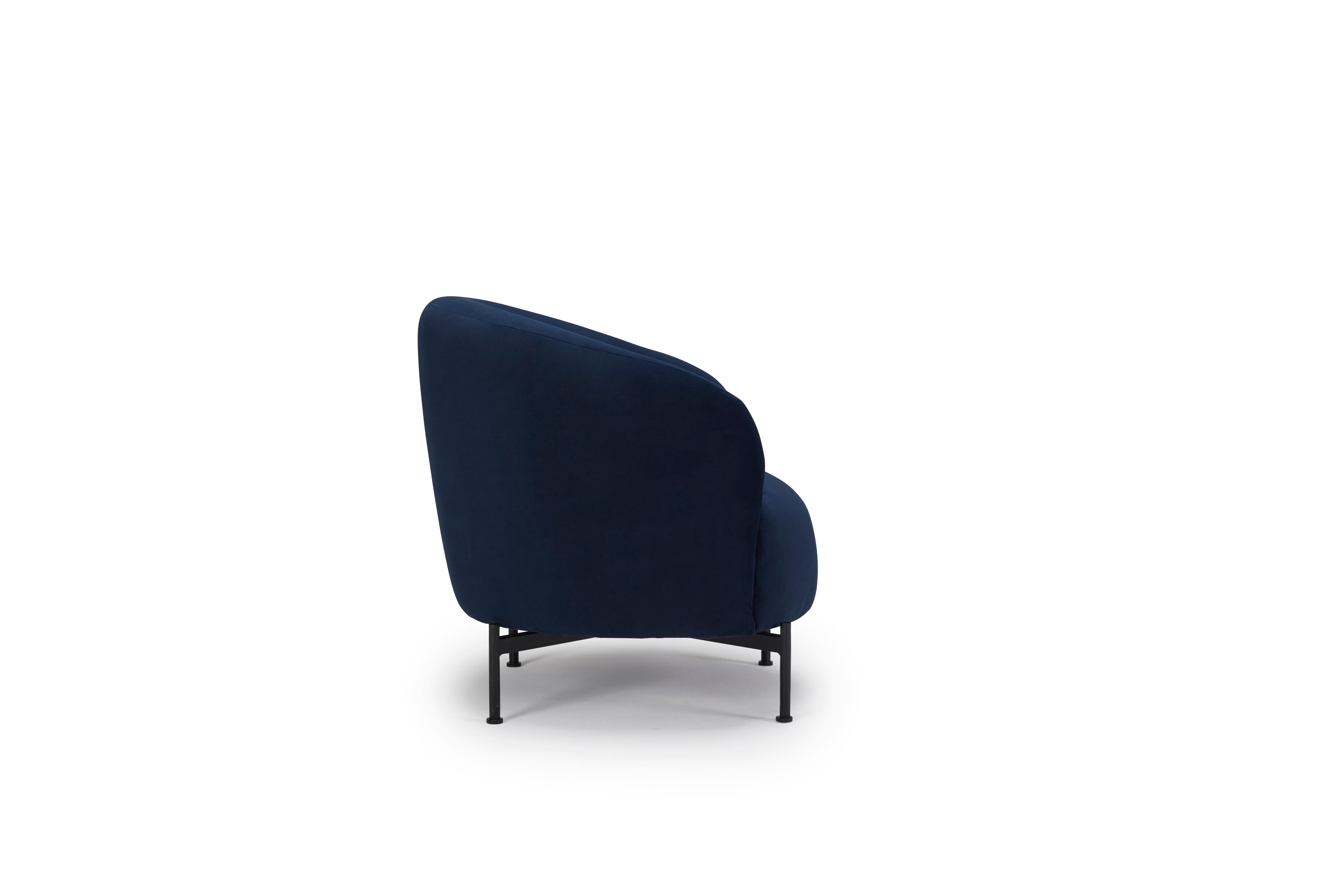 European Hayche Glover Armchair - Metal XBase - Blue, UK, Made to Order For Sale