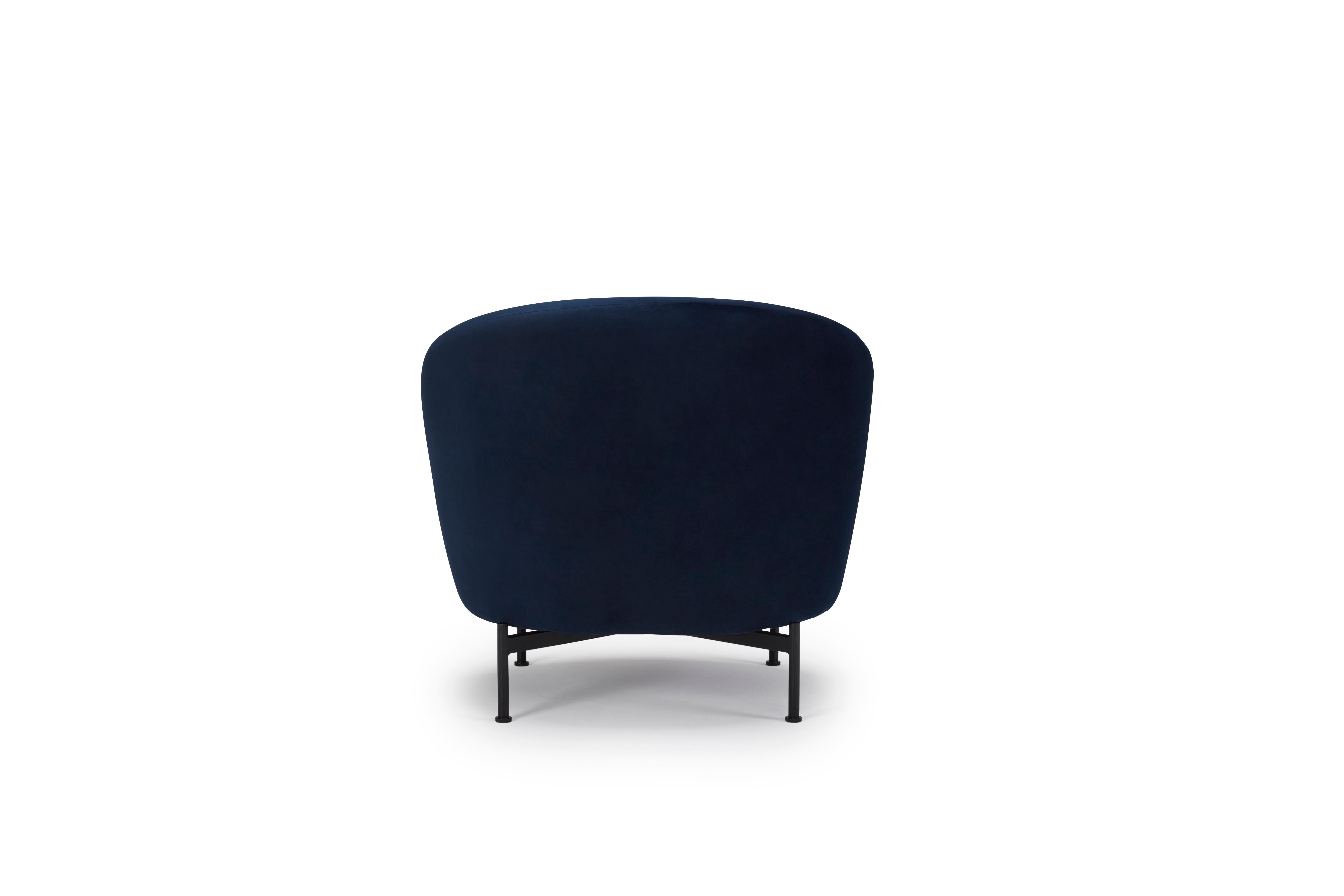 Metalwork Hayche Glover Armchair - Metal XBase - Blue, UK, Made to Order For Sale