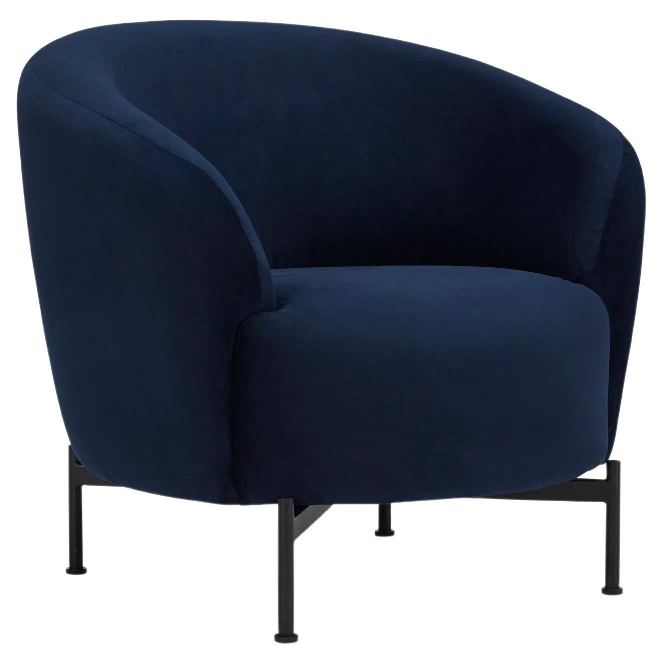 Hayche Glover Armchair - Metal XBase - Blue, UK, Made to Order For Sale