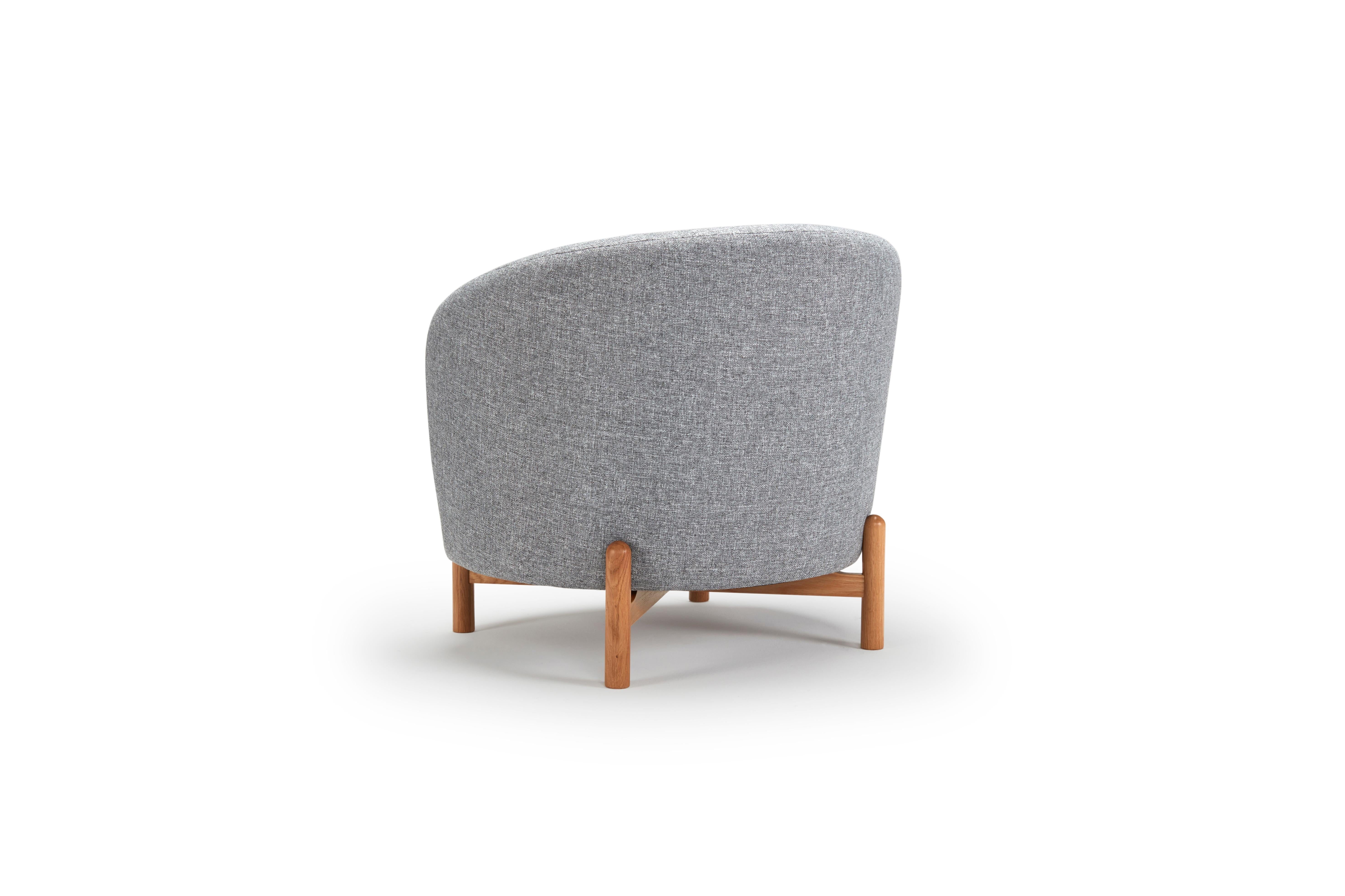 Modern Hayche Glover Armchair - Wooden Base - Grey, UK, Made to Order For Sale