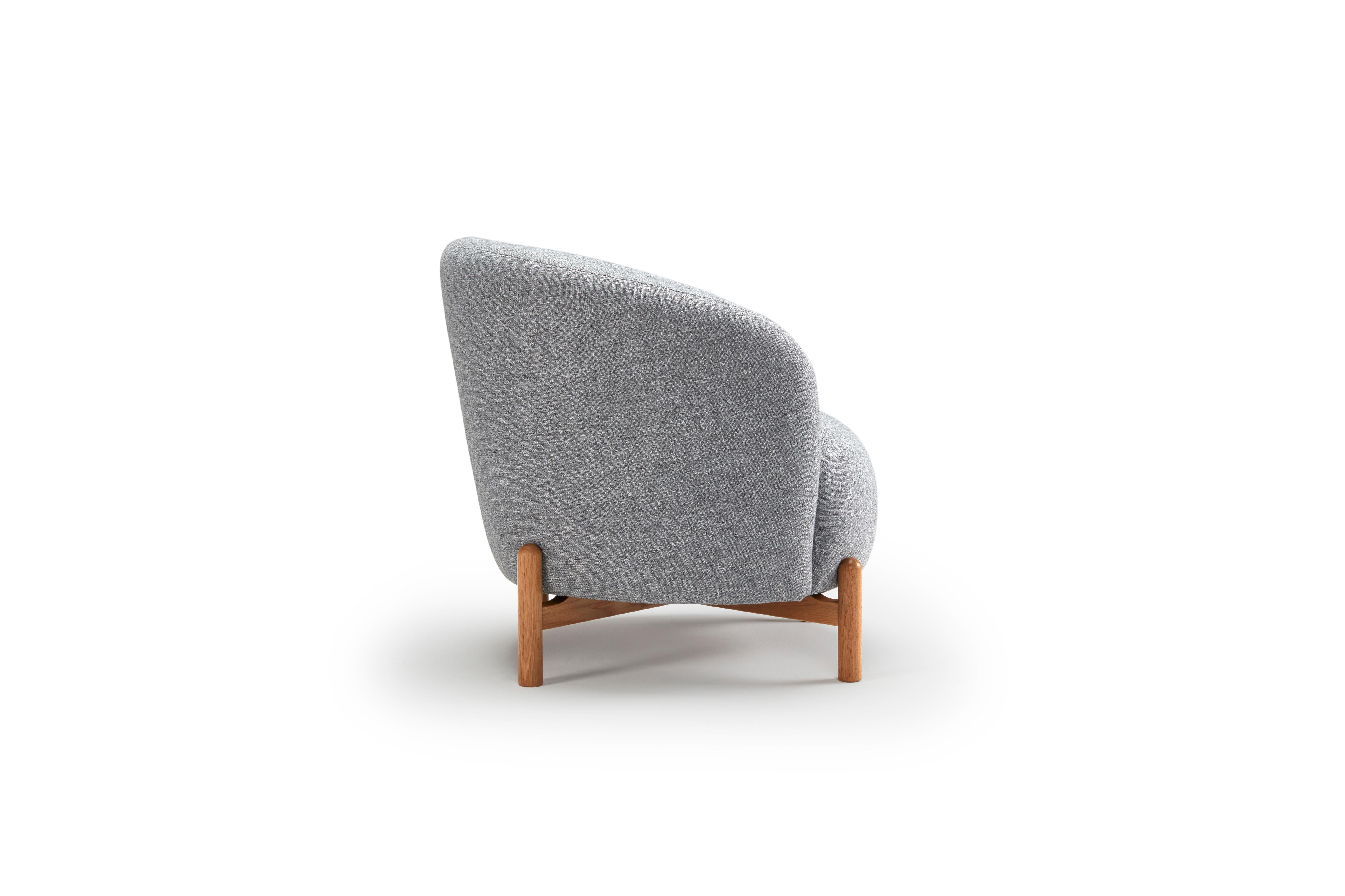 European Hayche Glover Armchair - Wooden Base - Grey, UK, Made to Order For Sale