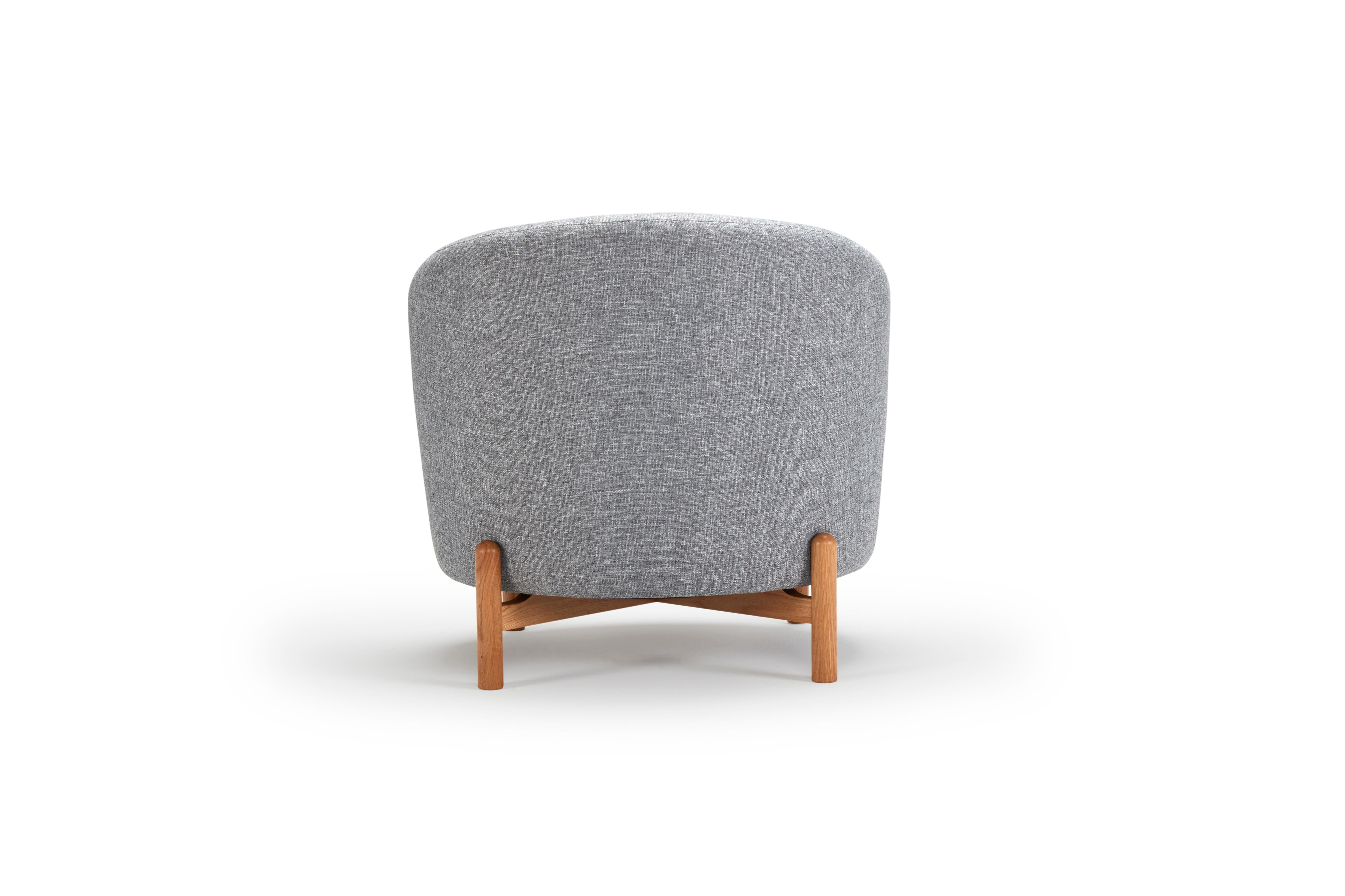 Woodwork Hayche Glover Armchair - Wooden Base - Grey, UK, Made to Order For Sale