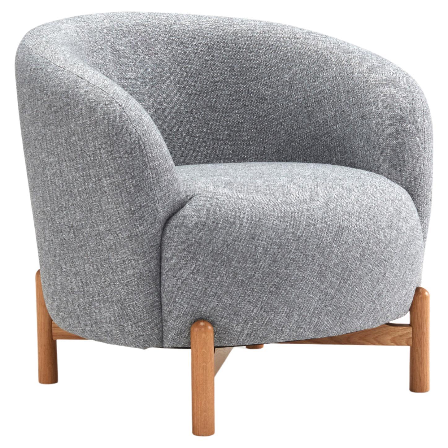 Hayche Glover Armchair - Wooden Base - Grey, UK, Made to Order For Sale