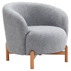 Fauteuil Hayche Glover - Base en bois - Gris, Royaume-Uni, fabriqué sur commande