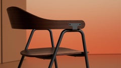 Hayche Otto Chair, Walnut Plywood and Black Steel Frame, UK, In Stock