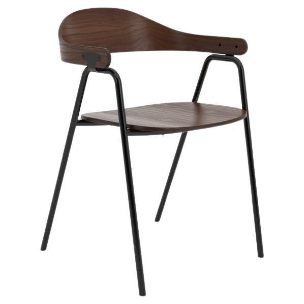 Hayche Otto Chair, Walnut Plywood and Black Steel Frame, UK, In Stock