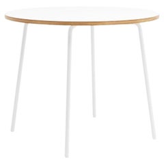 Hayche Otto Circular White Table, Metal Legs and Plywood Top, United Kingdom