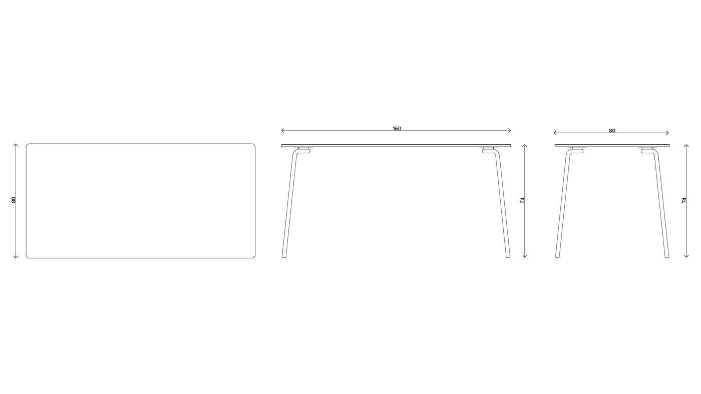 Hayche Otto Rectangular Black Table, Metal Legs and Plywood Top, United Kingdom In New Condition For Sale In Liverpool, GB