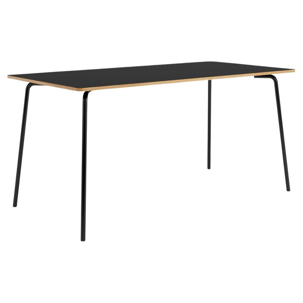 Hayche Otto Rectangular Black Table, Metal Legs and Plywood Top, United Kingdom