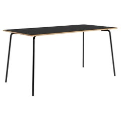 Hayche Otto Rectangular Black Table, Metal Legs and Plywood Top, United Kingdom